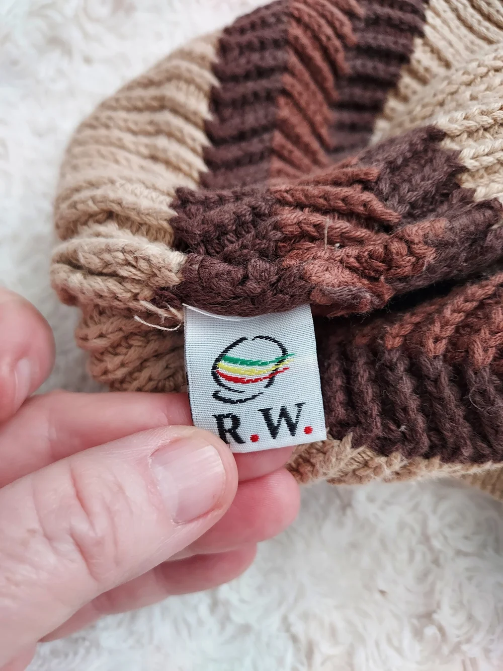 Beige and Brown Knit 100% Cotton  Slouch Beanie Hat Winter Academia Stylish